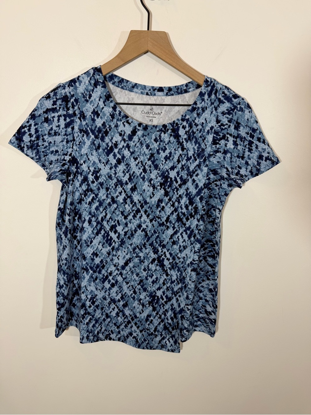New Cuddl Duds Flexwear Asymmetric Tee in Chambray | Size XS